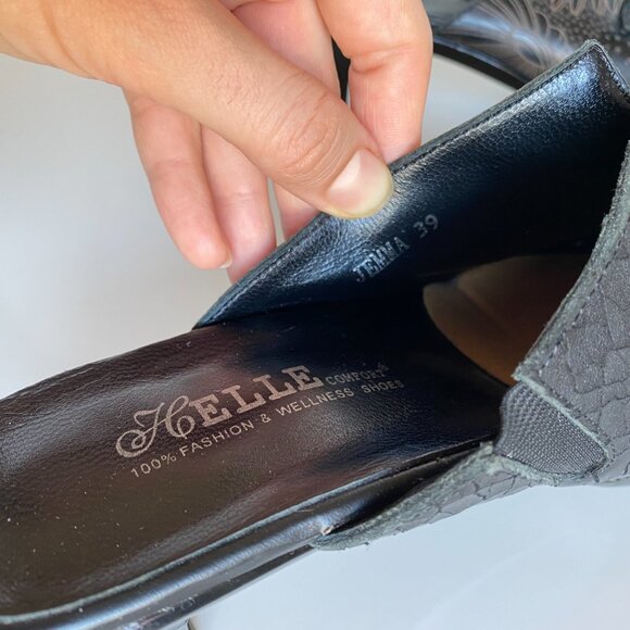 Helle Comfort Jemma 39 Slide Black Bootie Embossed Crocodile Jewel Heel US 8 - Picture 6 of 12